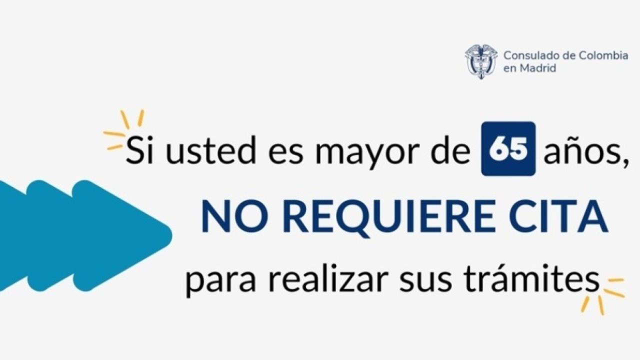 Si usted es mayor de 65 años no requiere de cita para realizar sus trámites