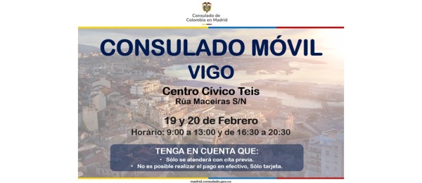 Consulado Móvil se realiza en Vigo el 19 y 20 de febrero de 2025 