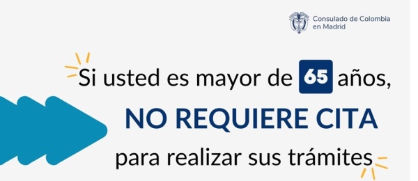 Si usted es mayor de 65 años no requiere de cita para realizar sus trámites