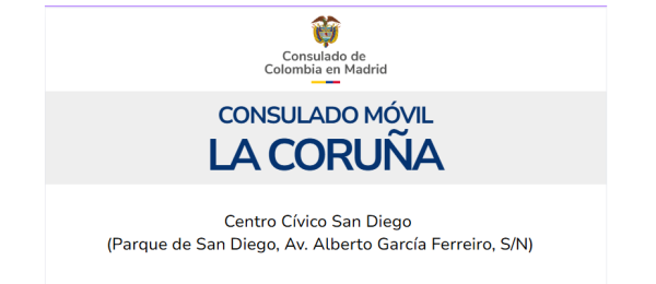 Consulado Móvil en La Coruña por el Consulado de Colombia en Madrid