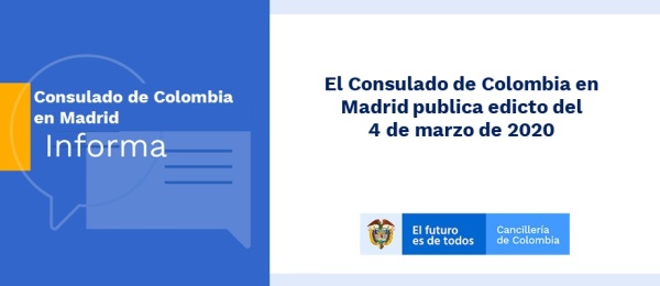 El Consulado de Colombia en Madrid publica edicto del 4 de marzo 